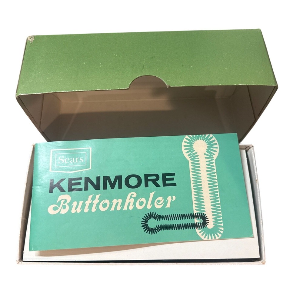 Vintage Sears Kenmore Buttonholer Attachment Guide Plate w/ Case Green - Picture 3 of 7